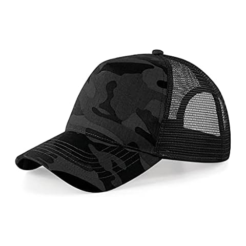 Black Camo Plain Trucker Cap with Mesh Back Cover