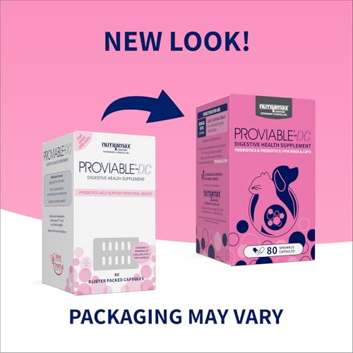 Nutramax Proviable DC Capsules for Cats and Dogs, 80 Count