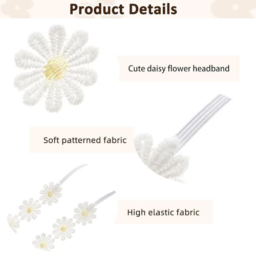 4PCS Baby Girls Daisy Flower Bows Headbands Spring Outdoor Hair Band Handmade Hair Accessories For Kids Toddlers Infants Newborn3