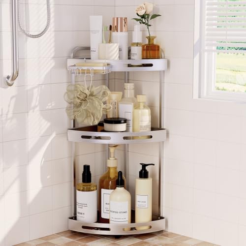 Binecer Corner Shower Caddy Standing, 3 Tier Shower Organizer Stand