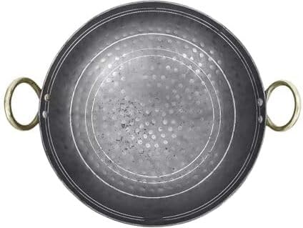 Image of Shri Gaurangi Traditional Iron Matthar Deep Bottom Kadai Frying Pan for Cooking Fry Heavy Base Iron Kadhai with Handle Handmade Silver Color Induction Friendly (8 inch)