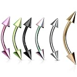 Lovepiercing Lot 6 Piercings Arcade TENNESSEE Barre et Cônes Titane Inoxydable Anti Allergique Sourcil Oreille Cartilage Tragus Helix Barbell