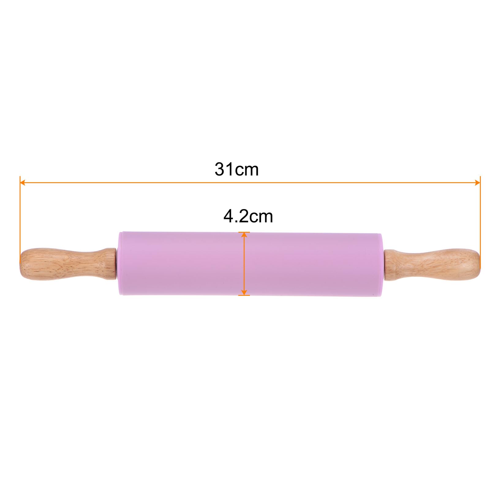 HARFINGTON Rodillos de silicona para hornear de 12.2 pulgadas, superficie de silicona antiadherente, mango de madera, rodillo pequeño, para masa de juegos, para fondant, cocina, masa, pizza, color