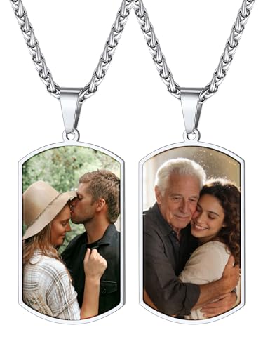 Collier 2 photos personnalisé pendentif plaque militaire avec photo personnalisable pour homme