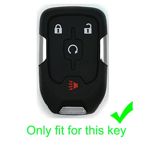 Kcpros 2Pcs Black Rubber Silicone 4 Buttons Smart Key Fob Cover Case Protector Keyless With Keychain Compatible With Gmc Acadia Terrain 2017-2022 #TOP1