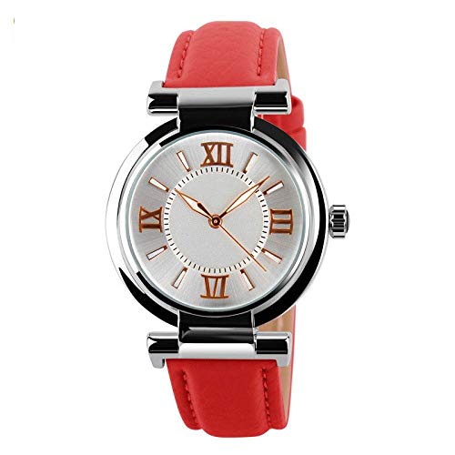 Preisvergleich Produktbild LMCYP Damen Quarz Analog Lederarmband Uhr (Farbe : Rot)