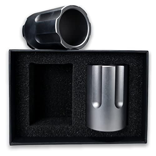 Set Of Two 1.8Oz Metal Shot Glasses - Revolver Design - Great Gift For Fathers, Birthday And Graduation - Tactical Shatterproof Aluminium Cups - Rugged Shooters For Party, Camping, Outdoors And Home #TOP3