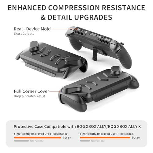 Image of Full Protective Case Cover Compatible with ASUS ROG Xbox Ally /Ally X,Protective Case with Detachable Front Shell,Frosted Anti-Slip Handheld Design-Black