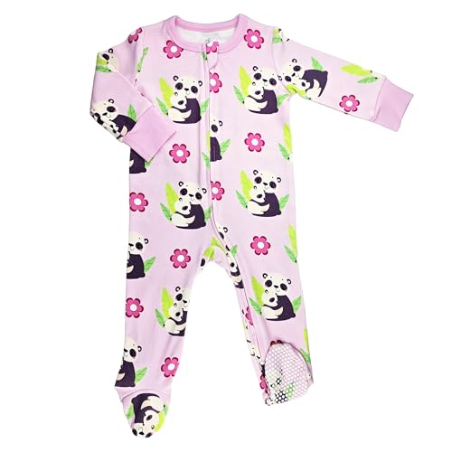 Image of HippoHugs Organic Cotton Baby Footie Onesie, My Little One and Me Animal Print, Hidden Zipper, Non-Slip Feet