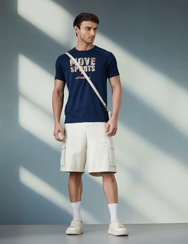 Image of Jockey MV02 Men's Super Combed Cotton Blend Graphic Printed Round Neck Half Sleeve T-Shirt with Stay Fresh Treatment Navy M