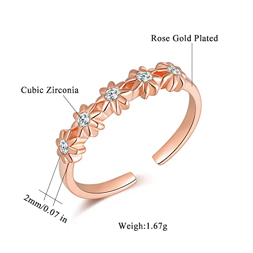 CiNily Christmas Ring 14K Gold Plated Open Eternity Ring | Cubic Zirconia Stacking Bands for Women | Dainty Stackable Rings for Women | Flower Friendship Ring | Promise Band Jewelry Gift for Birthday3