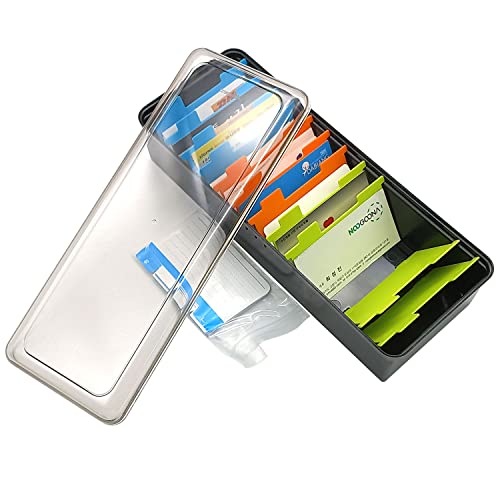 8 Divider Business Card Holder For Desk, Business Card File Card Storage Box Organizer, Large Capacity For About 500 Cards, Index Card Storage Box #TOP24