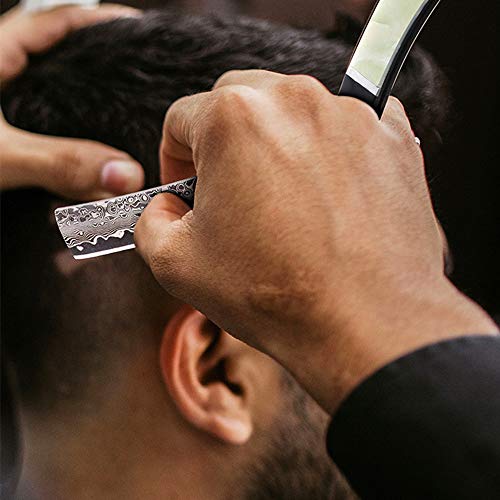 Zertone Damascus Straight Razor With Vg10 Steel Blade –Straight Edge Razor With Ebony And Acrylic Scale - Barber Straight Razor (Black) #TOP4