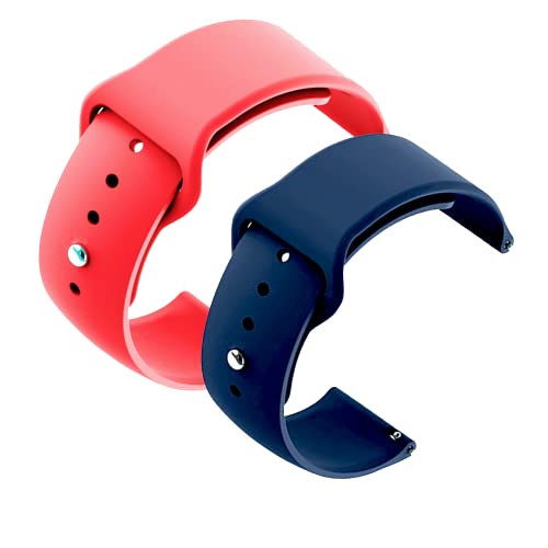 Image of YODI New Accessories Silicone 22MM Strap Belt Band for Smart Watch (Set of 2 Color) Combo Pack (Smart Watch NOT Included) (RED-Blue)
