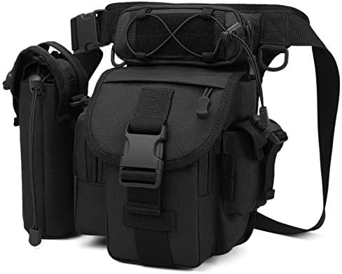BAIGIO Tactical Drop Leg Waist Bag for Men - Outdoor Military Thigh Hip Pack Utility Pouch for Paintball Airsoft Cycling Hiking Motorcycling, A Detachable Water Bottle Pouch Included