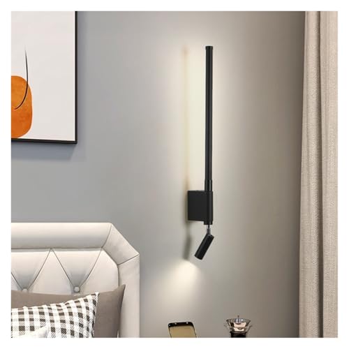 Lampe de chevet longue moderne rotative noire lumière chaude