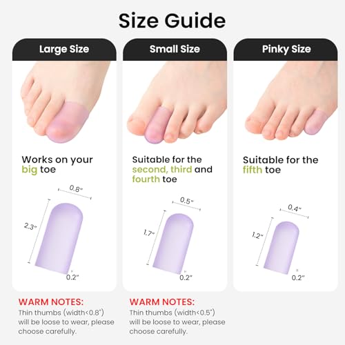 Image of Bukihome Silicone Toe Protectors - 12 Pack Gel Toe Sleeves Toe Protectors - Toe Caps Toe Cushions for Pain Relief, Toe Protection for Corns, Calluses (Lavender, Pinky)