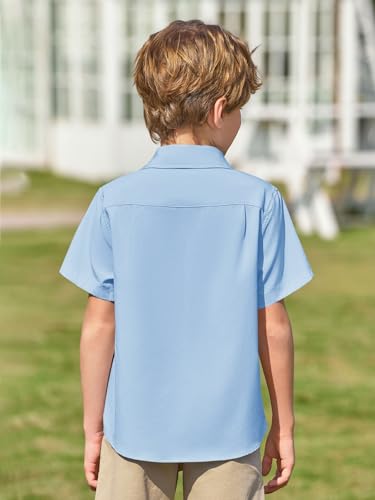 Image of Haloumoning Boys Short Sleeve Dress Shirts Button Down Formal Uniform Shirt