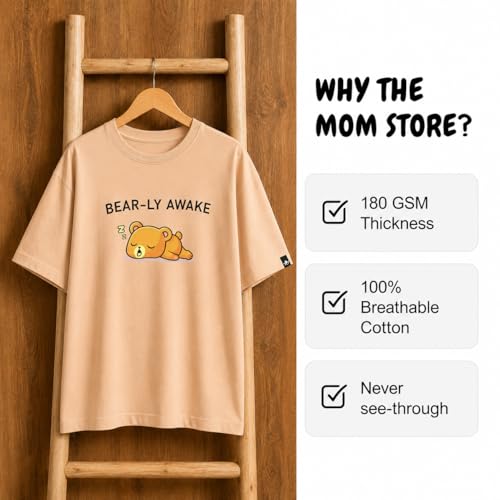 Image of The Mom Store Mom T-Shirt | Cotton | Pre and Post Pregnancy | Quirky Statements | Comfortable | Oversized