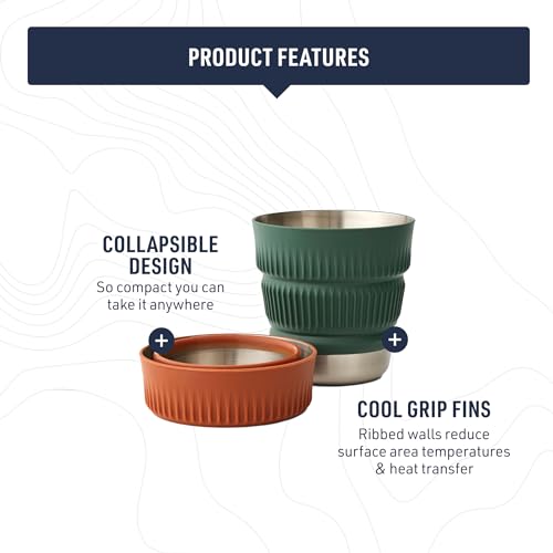 Image of Sea to Summit Detour Stainless Steel Collapsible 16 Ounce Camp Mug, Laurel Wreath Green