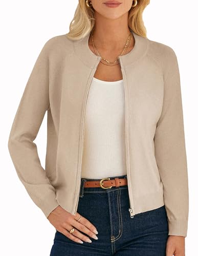 Image of GRACE KARIN Womens Long Sleeve Zip Up Cardigan Sweaters Lightweight Sweater Jacket Knitted Fashion Clothes