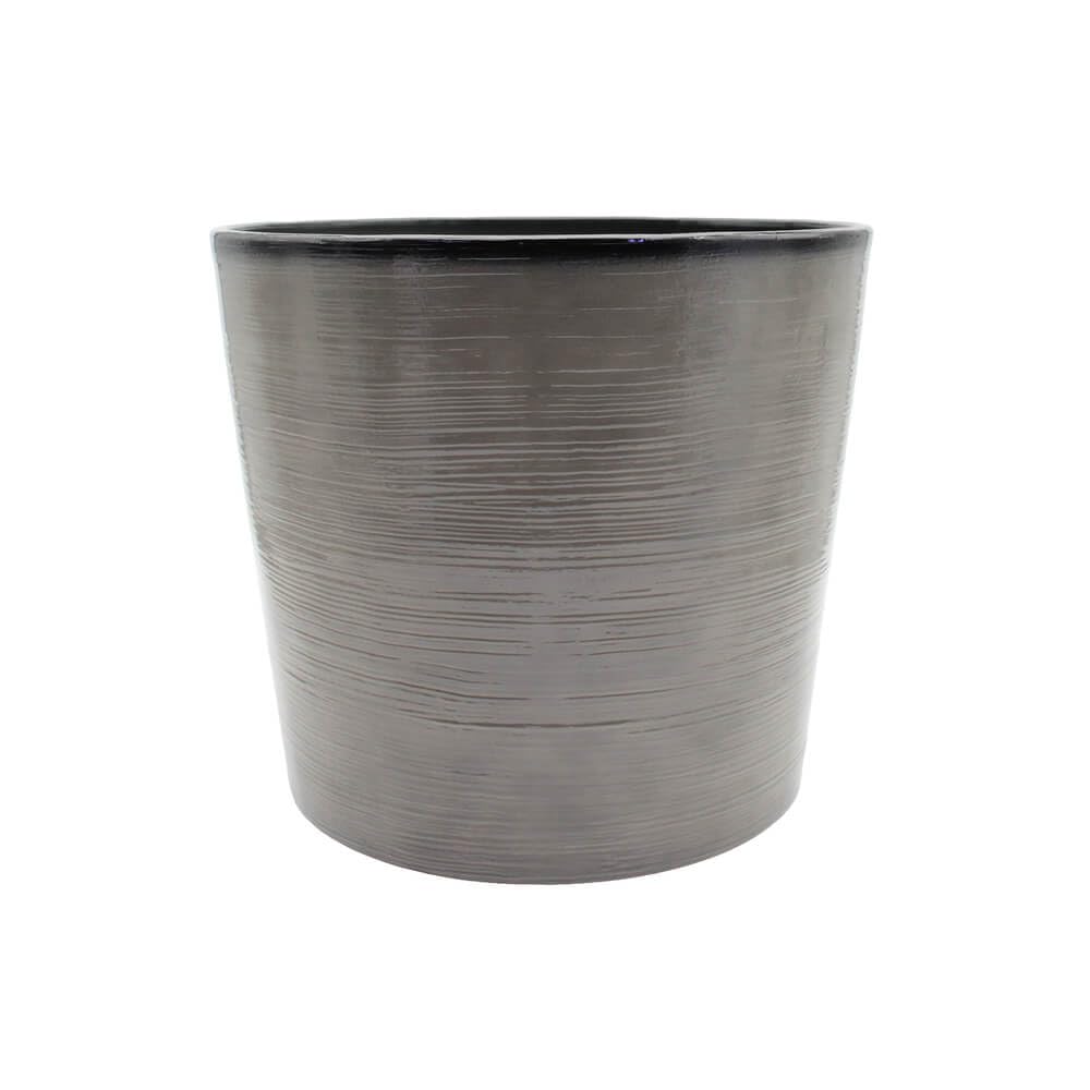 Indoor & Outdoor Ceramic Effect Plant Pot – Recycled Plastic Garden Planter - Banyan (Square Edge) / Light Grey Flowersea