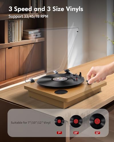 DCPICE Platine Vinyle, Tourne-Disque Bluetooth avec 3 Vitesses 33/45/78 RPM, 2 Haut-Parleurs Stéréo Intégrés, Lecteur LP, Conversion Vinyle en MP3, Entrée AUX, Sortie RCA, USB, Idée Cadeau - Les Beatles, Paul McCartney, John Lennon, RIngo Starr, George Harrison DCPICE Platine Vinyle, Tourne-Disque Bluetooth avec 3 Vitesses 33/45/78 RPM, 2 Haut-Parleurs Stéréo Intégrés, Lecteur LP, Conversion Vinyle en MP3, Entrée AUX, Sortie RCA, USB, Idée Cadeau – Image 5