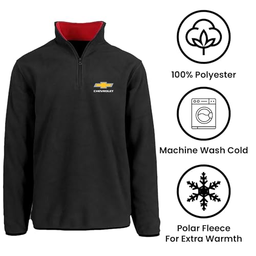 JH DESIGN GROUP Men’s Chevy Bowtie Logo Quarter Zip Fleece Sweatshirt 3 Colors3