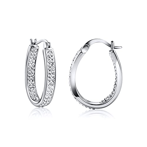 Barzel 18K Gold Plated Inside Out Crystal Hoop Earrings for Women - Main Image