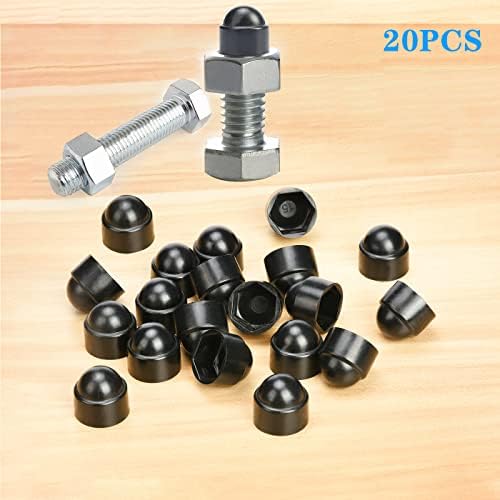 Hex Acorn Cap Nuts Assortment Kit 20PCS M12 19mm Nylon Female Thread Bolt Cover Cap Dome Nuts for Protection, Indoor and Outdoor