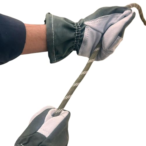 Image of White Tech Rappelling Mitten Gloves (1Pair) Slithering Mittens Gloves Heavy-Duty Leather Anti-Slip Lightweight Perfect for Zip line Climbing Activities & Military Training