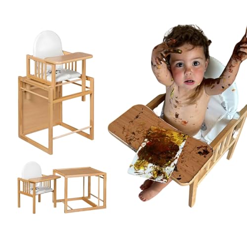 Trona evolutiva para bebé portátil de madera Evoluonge, convertible en silla y mesa infantil para comer, dibujar y jugar, segura, con asiento acolchado impermeable CoolDreams