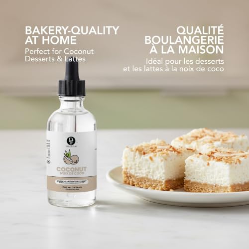 Image of Dolce Flav Natural Coconut Extract - 2 Ounce Water-Soluble Kosher, Sugar-Free, Concentrated Tropical Coconut Flavoring for Baking, Beverages & Desserts, Includes Measured Dropper