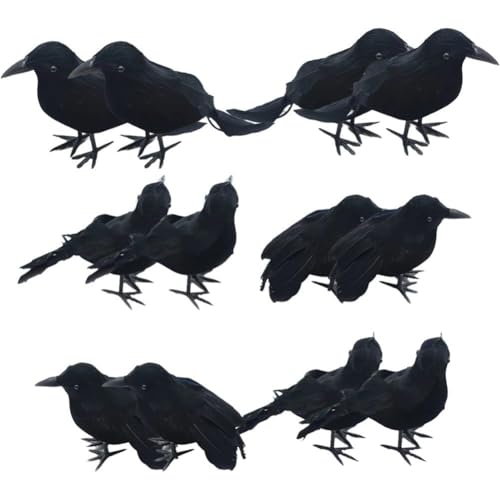 Corbeaux d'Halloween : pack de 12 oiseaux pour décor effrayant - 2