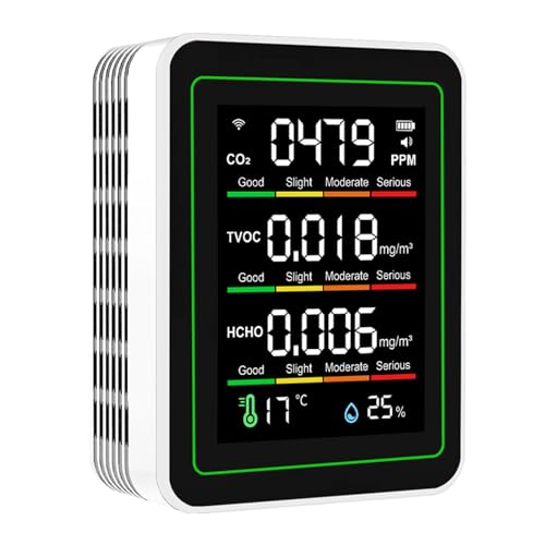 Moniteur CO2 wifi et testeur d'air 5 en 1 blanc pour un intérieur sain