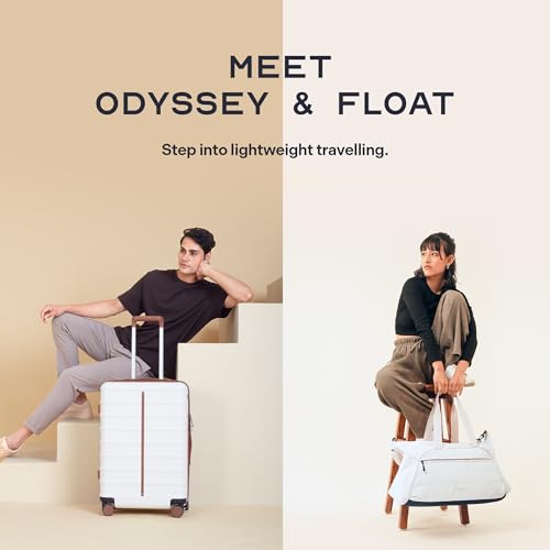 Image of Assembly 24 Inches Medium Luggage for Flight Travel with TSA Lock, dust Cover and Premium Duffle Bag with Adjustable Shoulder Starp | 80L + 40L | White | Odyssey