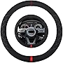K LAKEY Suede Steering Wheel Cover,Compatible with Audi A3 A4 A5 A6 A8 R8 RS7 S3 S5 S6 S8 SQ5 TT Q7 Alcantara Leather Sport Non-Slip Wheel Cover Car Interior Accessories 15 inch for Man and Women