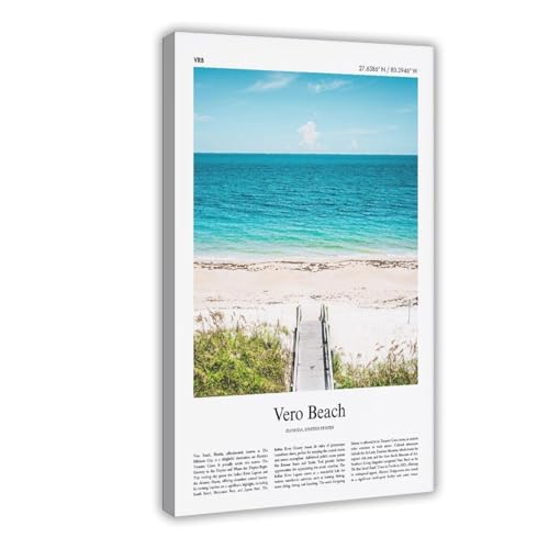 QIENAZIO Vero Poster sur toile pour chambre à coucher, bureau, cuisine Motif Floride 50 x 75 cm