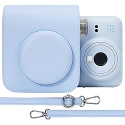 Estuche Camara Instax Mini 11 Aenllosi Funda Protectora de Cuero PU para Fujifilm Instax Mini 12/11 Estuche de Viaje para cámara de película instantánea, con Bolsillo y Correa de Hombro Ajustable(Pastel Blue,Solo Funda)