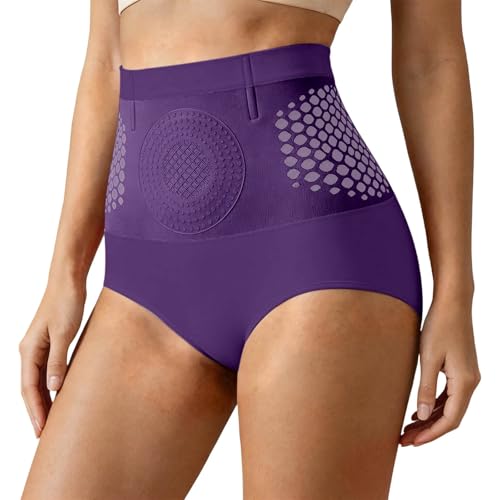 Short Sculptant Thermogénico Quemador de grasa Corto ganador 4 en 1 Transpirable Volante Vientre Plano de Talle Alto para Mujer Pantalones Cortos de Yoga Reafirmante, morado, XXXL