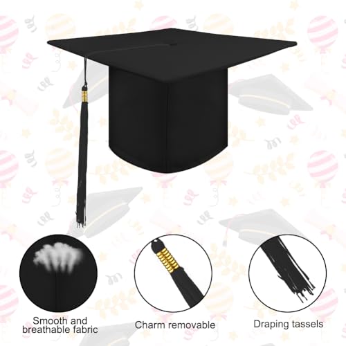 AUYAO Bachelor Hut Abschluss Hut Unisex Doktorhut Verstellbar Graduation Cap Absolventenhut hüte Geschenk für Abitur Studium Master Bachelor Abschluss Examen Hochschule Doktortitel Student (Schwarz)