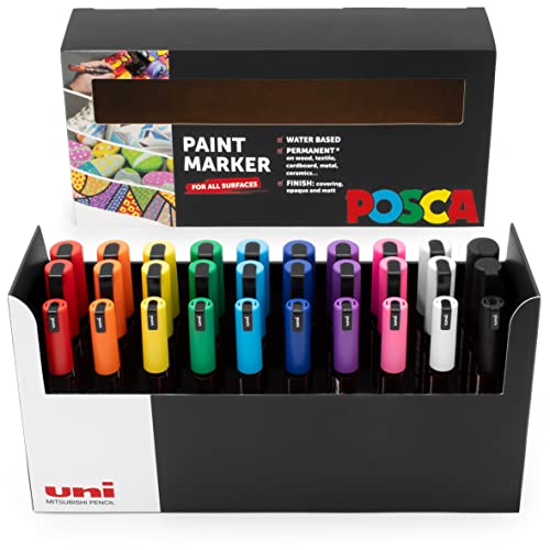 POSCA - PC-5M / PC-3M / PC-1MR – Marqueurs de peinture – Lot de 30 couleurs