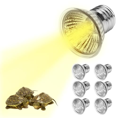 SKIKHN Reptilien Terrarium Wärmelampe 25W,6 Stück Schildkröte Wärmelampe,UVA UVB Halogen Schildkröten Wärmelampes,Wärmelampes Terrarium,E27 Halogen für Schildkrötes,Bartagamen,Eidechsen,Schlangen