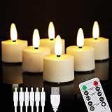 LED Rechargeable Tea Lights Candles with Remote, 6 pcs Battery Operated Tealights with Flickering Fl