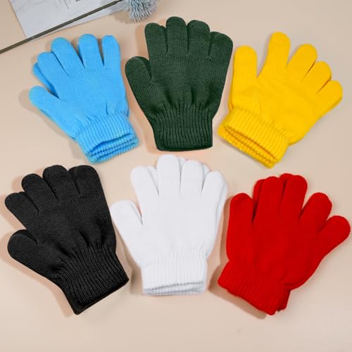 Image of ONESING 12 Pairs Kids Gloves - Warm Knitted Winter Gloves Bulk for Girls Boys | Children Gloves Designed for Cold Weather