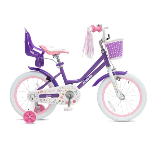 Image of ACEGER Girls Bike with Basket for Ages 2-12 Years Old Kids, 12 14 16 18 Inch with Training Wheels，Princess Style with Streamers, Handbrake & Coaster Brake,Multiple Colors.