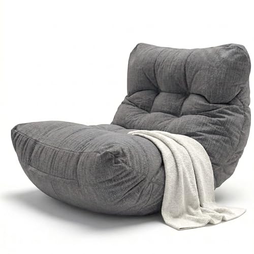 Aiire XXL Sitzsack Outdoor Modern - Riesen Bean Bag Chair mit Füllung für Garten und Pool - Bodenkissen Grob, Bodenstuhl - Gaming Sitzsäcke für Kinder und Erwachsene Dunkelgrau