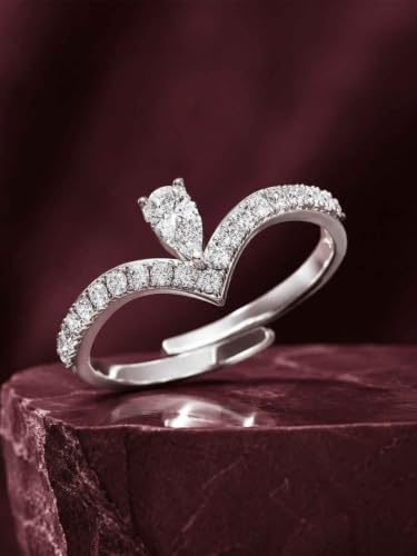 Image of Clara 925 Sterling Silver Minimal Adjustable Ring for Women Platinum Plated
