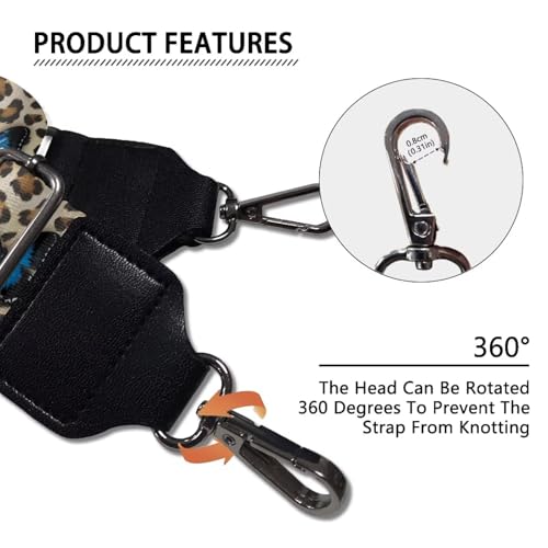 Image of Talayituse Butterfly Leopard Print Shoulder Strap Wide Purse Bag Strap Adjustable Replacement Belt Luggage Crossbody Shoulder Bag Strap for Women Girls