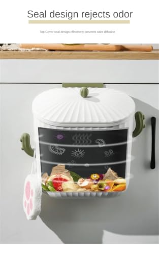 Image of Kitchen Trash Can - 2.1 Gallon 8 Liter Wall-Mounted Hanging Garbage Can with Lid for Kitchen Cabinet Door, Small Under Sink Trash Can for Cupboard, Bathroom, Polypropylene